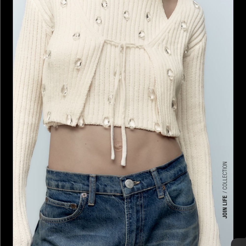 ✨ NWT ✨ Zara Chenille Crystal Cardigan